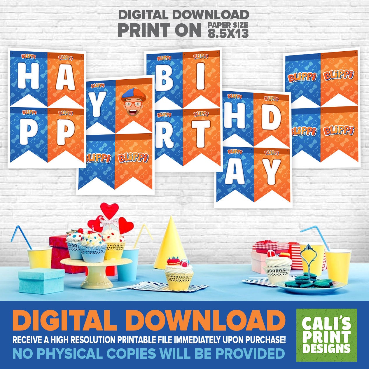 Imprimibles Blippi Birthday Banners Party Decoraciones | Etsy