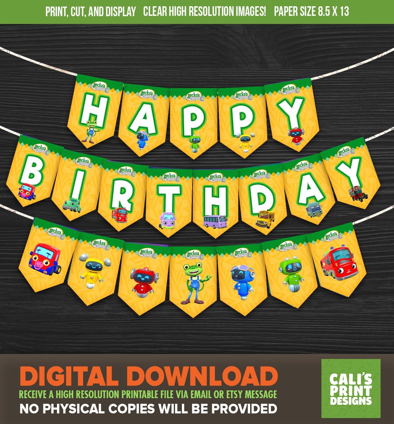 Printable Gecko's Garage Birthday Banner Gecko's Etsy