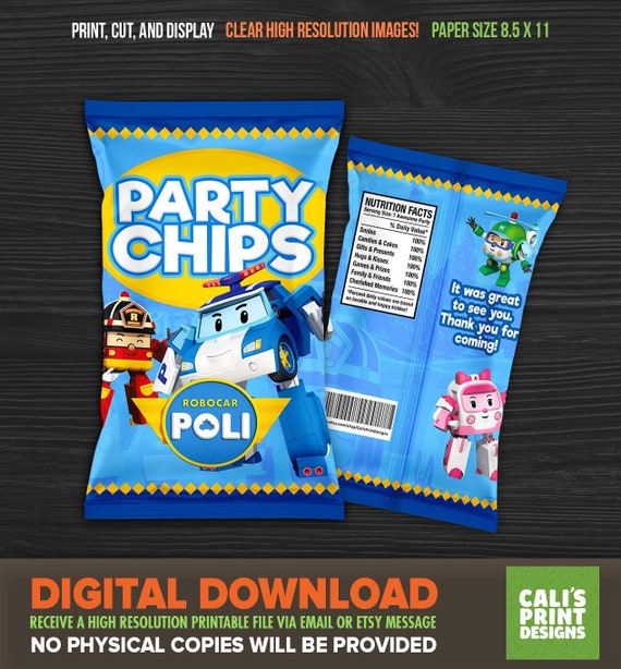 Buy Printable Robocar Poli Chip Bag Labels Robo Car Poli Birthday Party  Instant Digital Download Online in India 