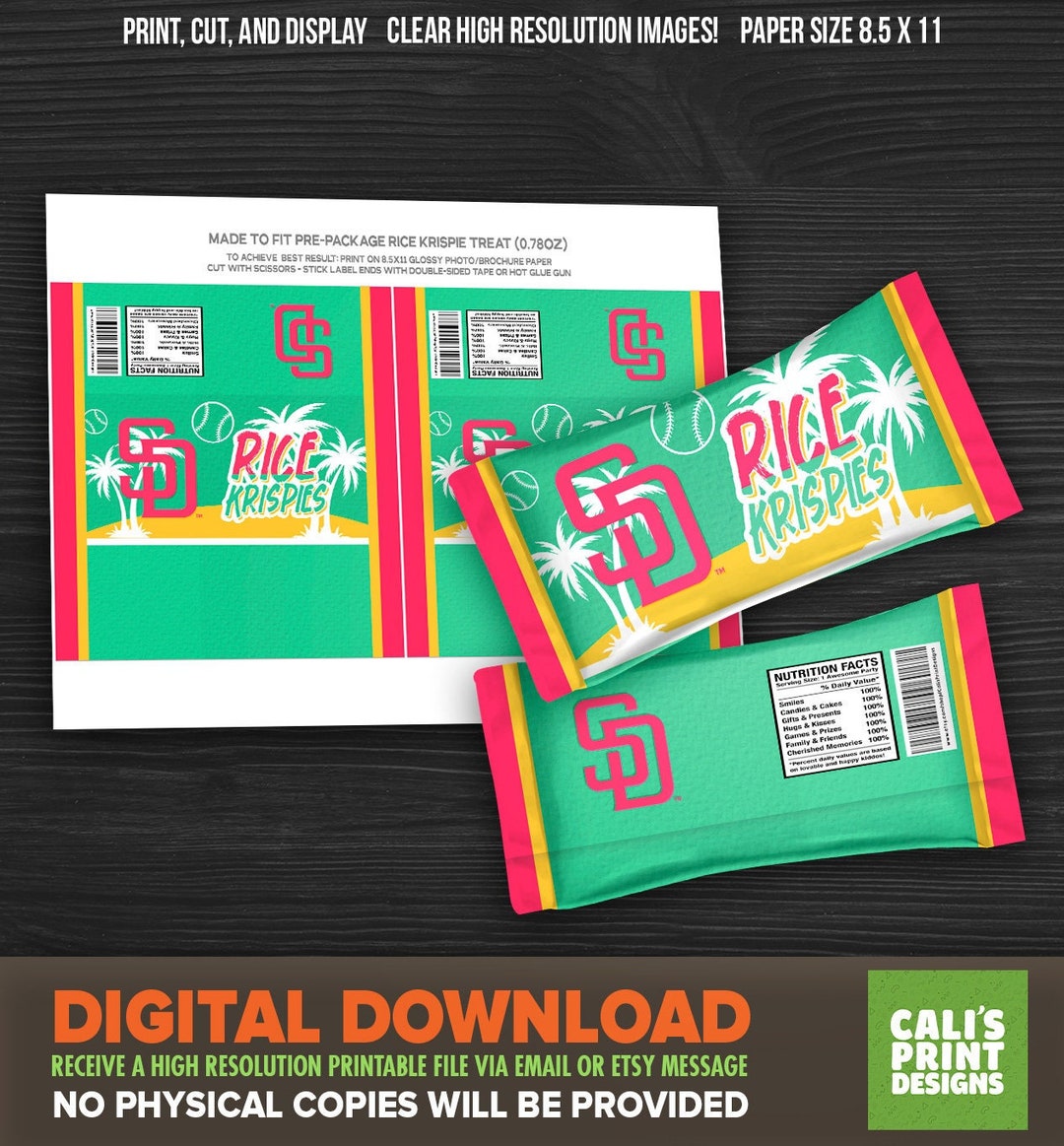Download Printable Rice Labels Printable San Diego Rice Krispies Labels City Connect Party - Etsy