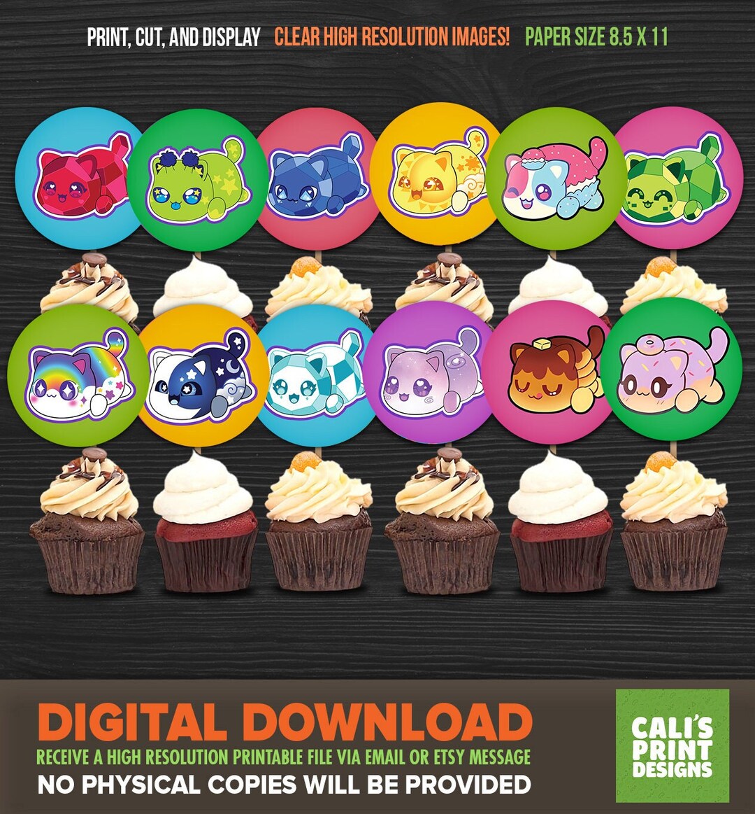 Printable Meemeows Aphmau Birthday Cupcake Toppers - Aphmau Cupcake - Etsy