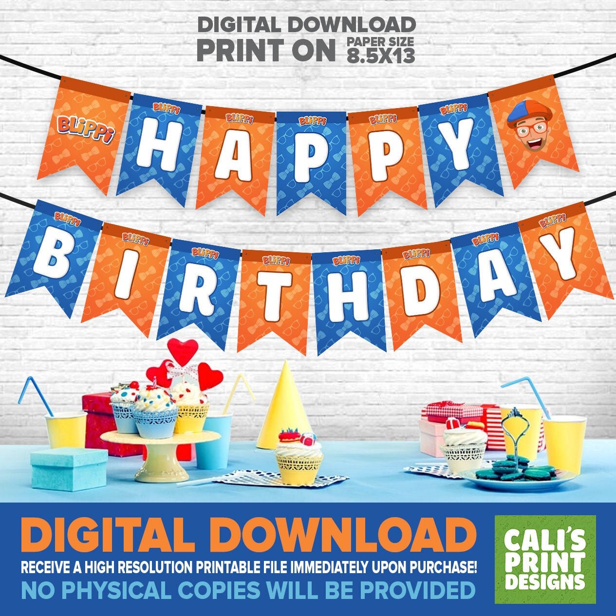 Imprimibles Blippi Birthday Banners Party Decoraciones | Etsy