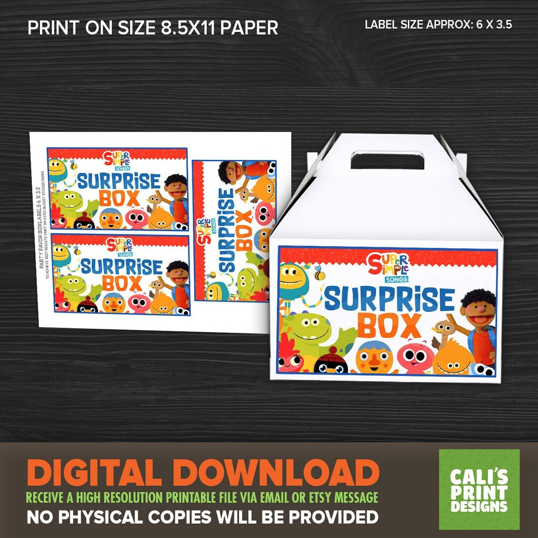 Printable Simple Super Party Favor Box Labels Super Simple Birthday