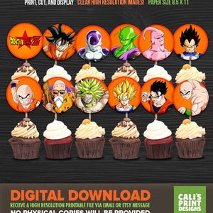 Printable Dinoball Z Cupcake Toppers - Dragon Ball Birthday - Dragon ...