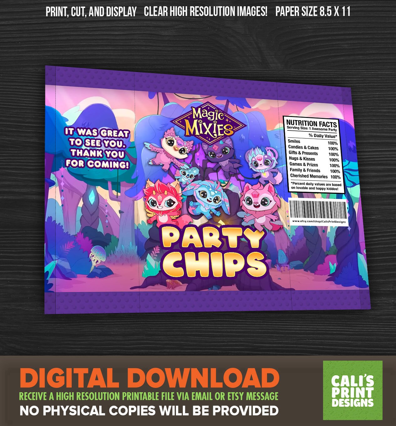 Printable Magic Pixies Chip Bag Label Magic Nixies Birthday Instant ...