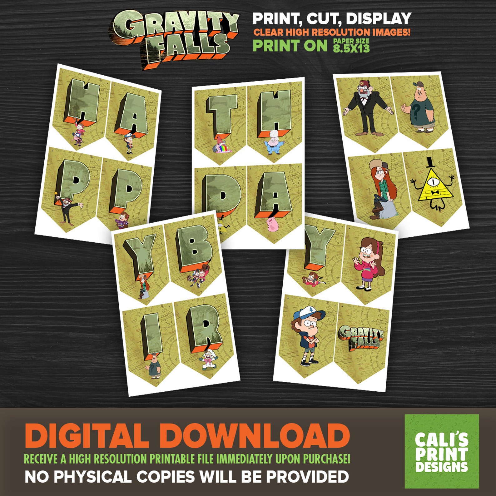 Printable Gravity Falls Birthday Banner Gravity Falls - Etsy