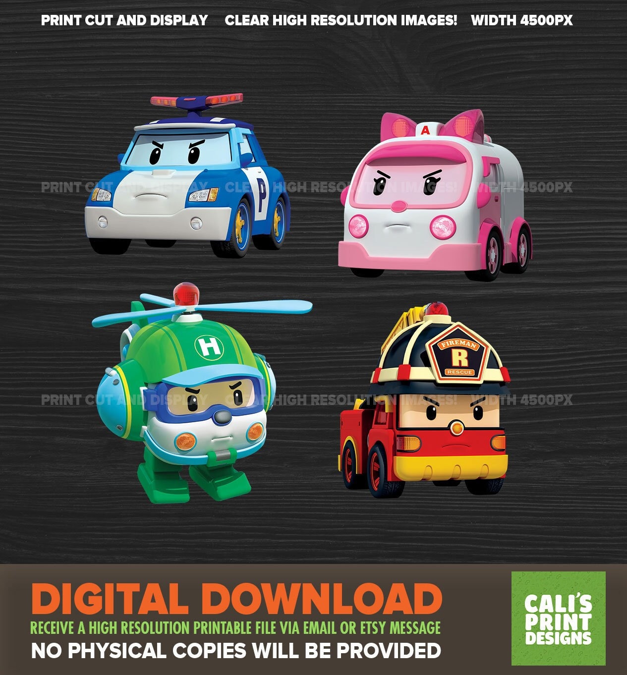 Printable Robocar Poli High resolution Cut Outs - Robo car Poli PNG -  Instant Digital Download