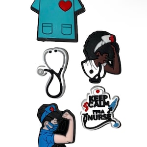 Nurse Charm | Stethoscope Charm | Nurse Shoe Charms | Scrub Top Charm
