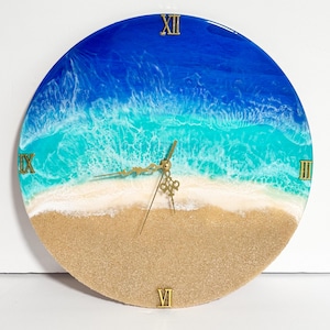 Epoxy Wall Clock, Resin Ocean Wall Clock, Housewarming Gift, Wall Beach Clock, Home decor, Clock, Resin Clock, Wall decor,Ocean Clock