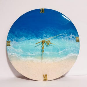 Relógio de resina de oceano, arte de parede epóxi, arte de onda de resina, presente para amantes do oceano, presente de inauguração de casa, relógio de resina, presente para casa, presente para mãe, arte de parede de resina
