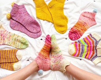 Easy Basic Shorty Sock Knitting Pattern Set