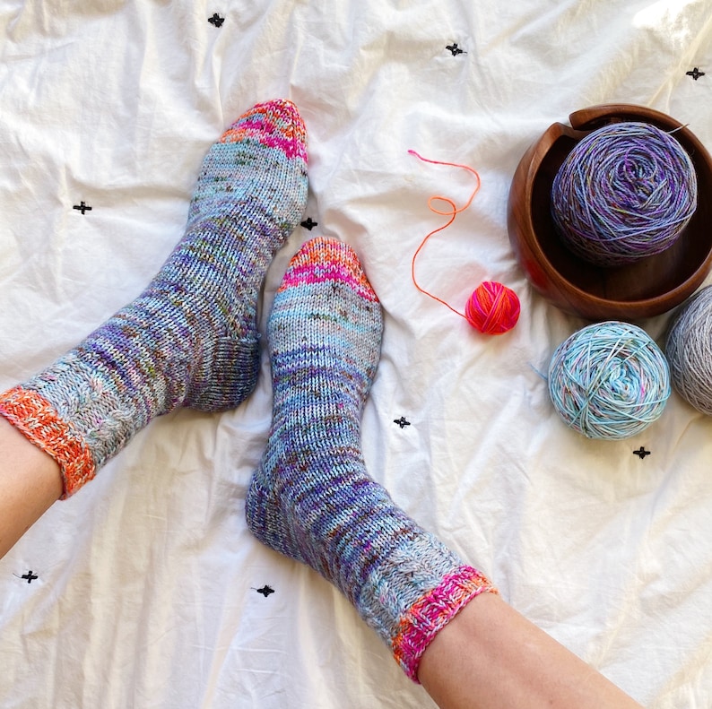 Easy Basic Worsted Weight Sock Knitting Pattern The Thicksgiving Socks image 4