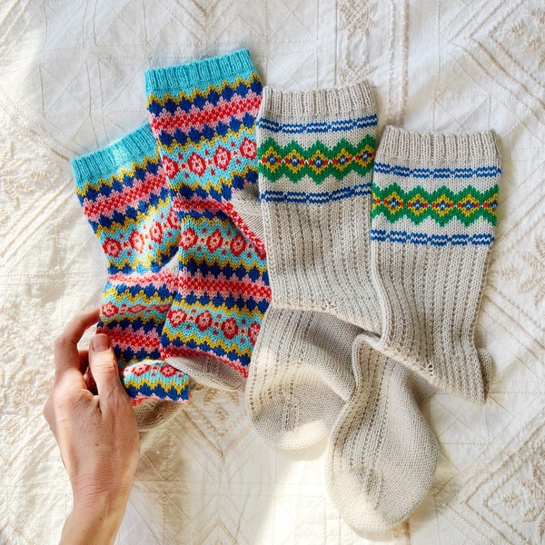 Easy Colorwork Sock Knitting Patterns ~ The Darrowby Sock Set!