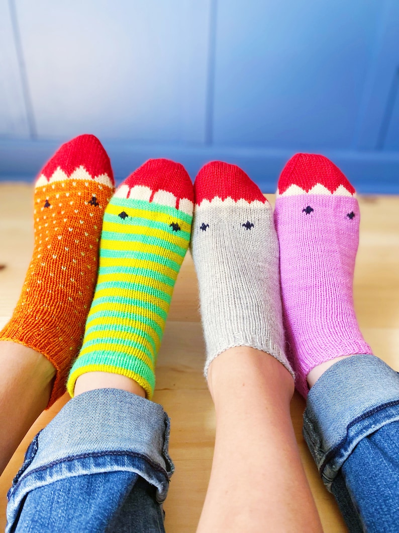 Feet Teeth Socks Beginner Colorwork Sock Knitting Pattern Easy Sock Knitting Pattern Halloween Sock Knitting Pattern image 1