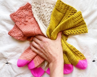 Easy Beginner Lace Sock Knitting Pattern Set ~ The In Bloom Sock Set