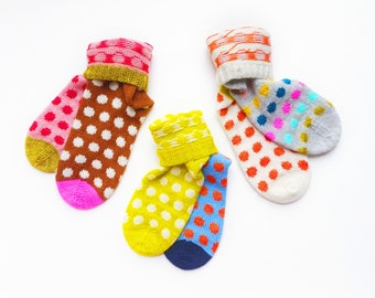 Polka Dot Sock Knitting Pattern ~ The Little Dots Socks ~ Easy Beginner Colorwork Sock Knitting Pattern