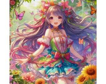 Colorful Floral Satin Poster - Anime Decor, Wall Art, Gift for Her, Home Decoration, Nature Theme Artwork