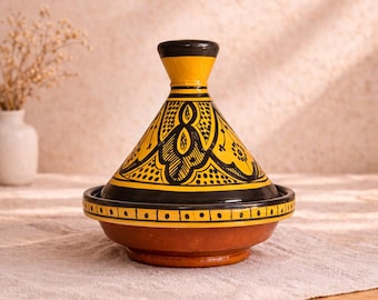 Marokkaanse tajine serveerschaal | Handgeschilderde keramische tajine | Blauwwit berberdesign | Decoratief tafelstuk | Cadeau