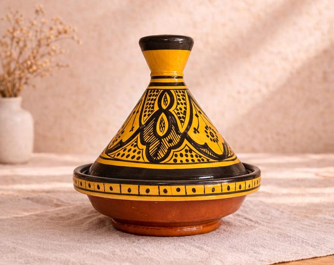 Marokkaanse tajine serveerschaal | Handgeschilderde keramische tajine | Blauwwit berberdesign | Decoratief tafelstuk | Cadeau