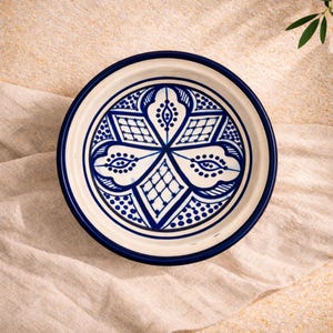 Marokkaanse tajine decoratieve serveerschaal | Blauwwitte keramische tajine | Decoratie | Tafelstuk | Housewarmingcadeau afbeelding 6
