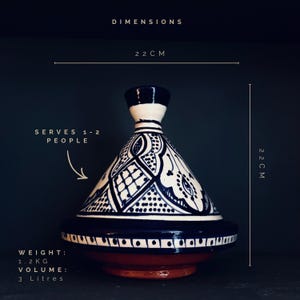 Marokkaanse tajine decoratieve serveerschaal | Blauwwitte keramische tajine | Decoratie | Tafelstuk | Housewarmingcadeau afbeelding 7