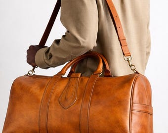 Leather Travel Bag for Him | Duffle Bag | Weekender Luggage | Artisan Handmade