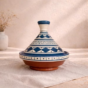 Tagine marocchino fatto a mano in ceramica, regalo per la casa / Pentola marocchina e arredamento per la casa / Piatto da portata dal design berbero