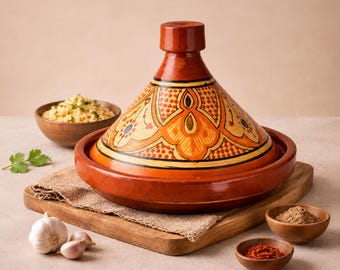 Handmade Moroccan Cooking Tagine Ceramic Homeware Gift | Home Decor | Berber Design 28cm