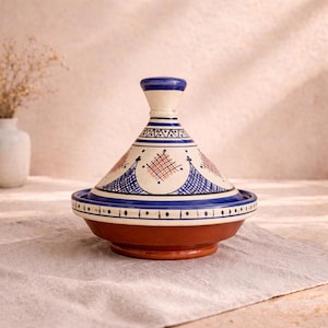Cadeau fait main en céramique de tajine marocain | Pot marocain et décoration d'intérieur | Plat de service design berbère
