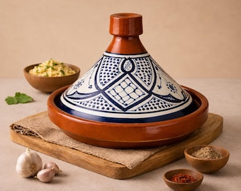 Tagine Cooking Pot | Dutch Oven & Casserole Dish | Handmade Moroccan Ceramic Homeware Gift | Berber Decor 28cm