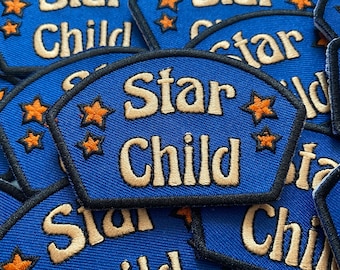 Star Child Embroidered Patch | Hippie Groupie Rock and Roll Aesthetic Blue | Retro Accessories Gift | Wicca Bohemian Stevie Nicks Style