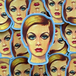 Vinilo adhesivo mate grueso con diseño vintage de Twiggy / Resistente al agua y a la intemperie / Accesorios retro estilo años 60 / Para portátil, teléfono o termo