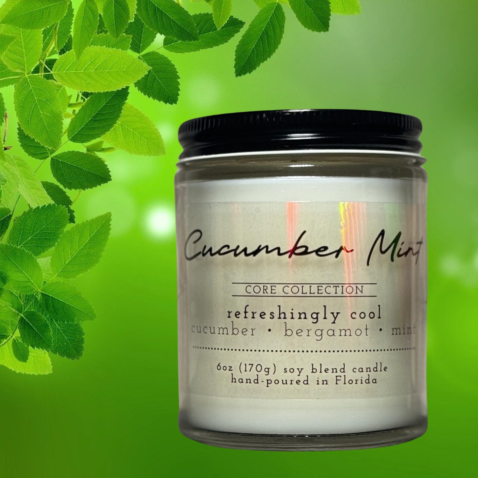 14oz Glass Candle with Cork Lid Cucumber Water and Mint - Threshold™ main image 1