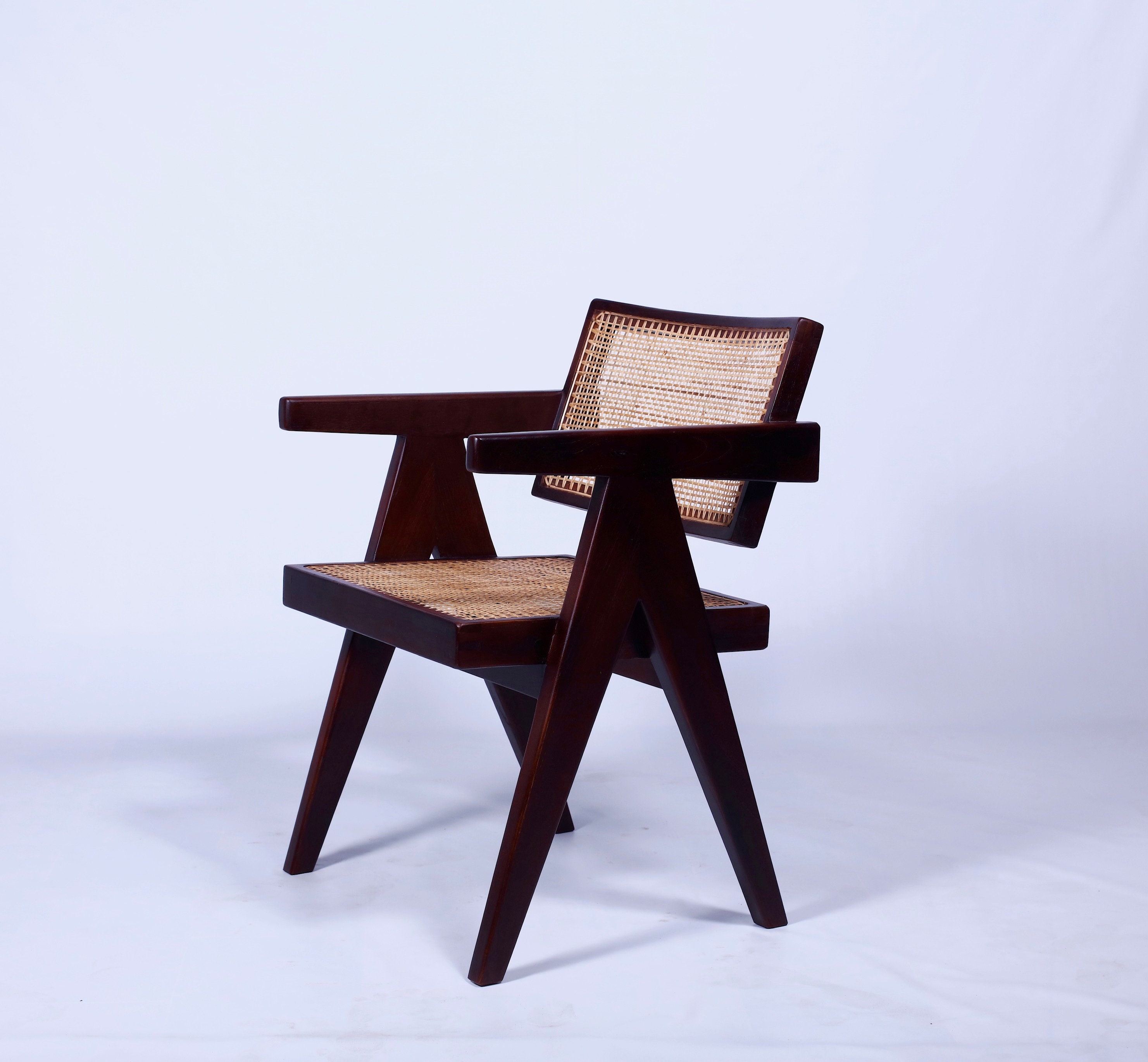 Chaise de Bureau avec Dos Flottant - Réplique de Pierre Jeanneret Haute Qualité Artisanale L'inde, U