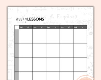 Homeschool Weekly Lesson Plan, Digital Planner Page, Homeschool, Instant Download