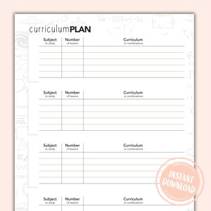 Homeschool Curriculum Planner, Digital Planner Page, Homeschool, Instant Download