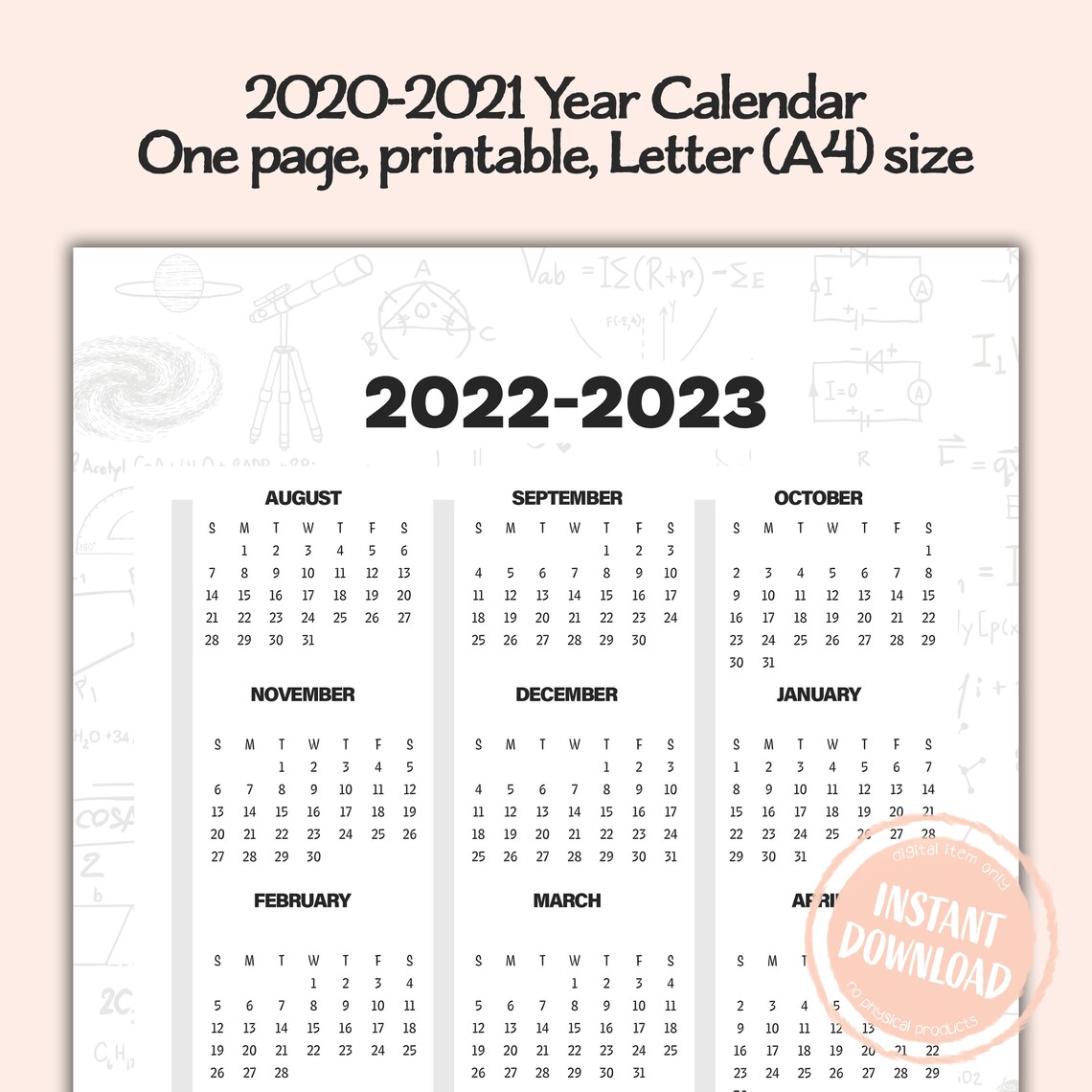 2022-2023 School Year Calendar Digital Planner Page - Etsy Singapore