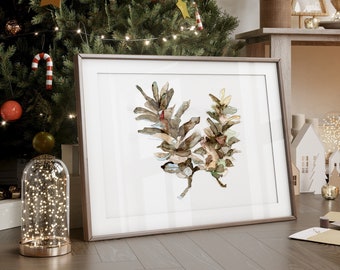 Pine Cone Print, Original Watercolor Art, 3 sizes, quality paper