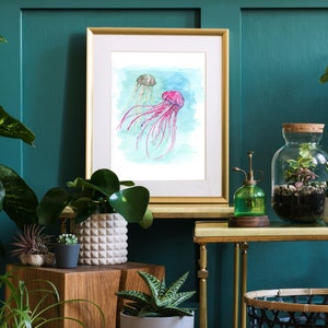 Jellyfish Print, Jellyfish Group Wall Art, Sea Life Painting, Sea Creature Art