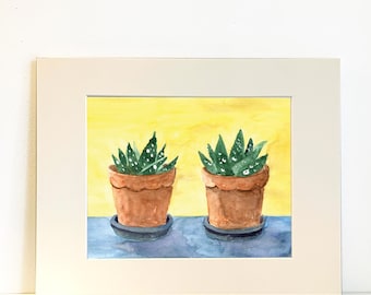 Print of a houseplant: Succulent watercolor painting