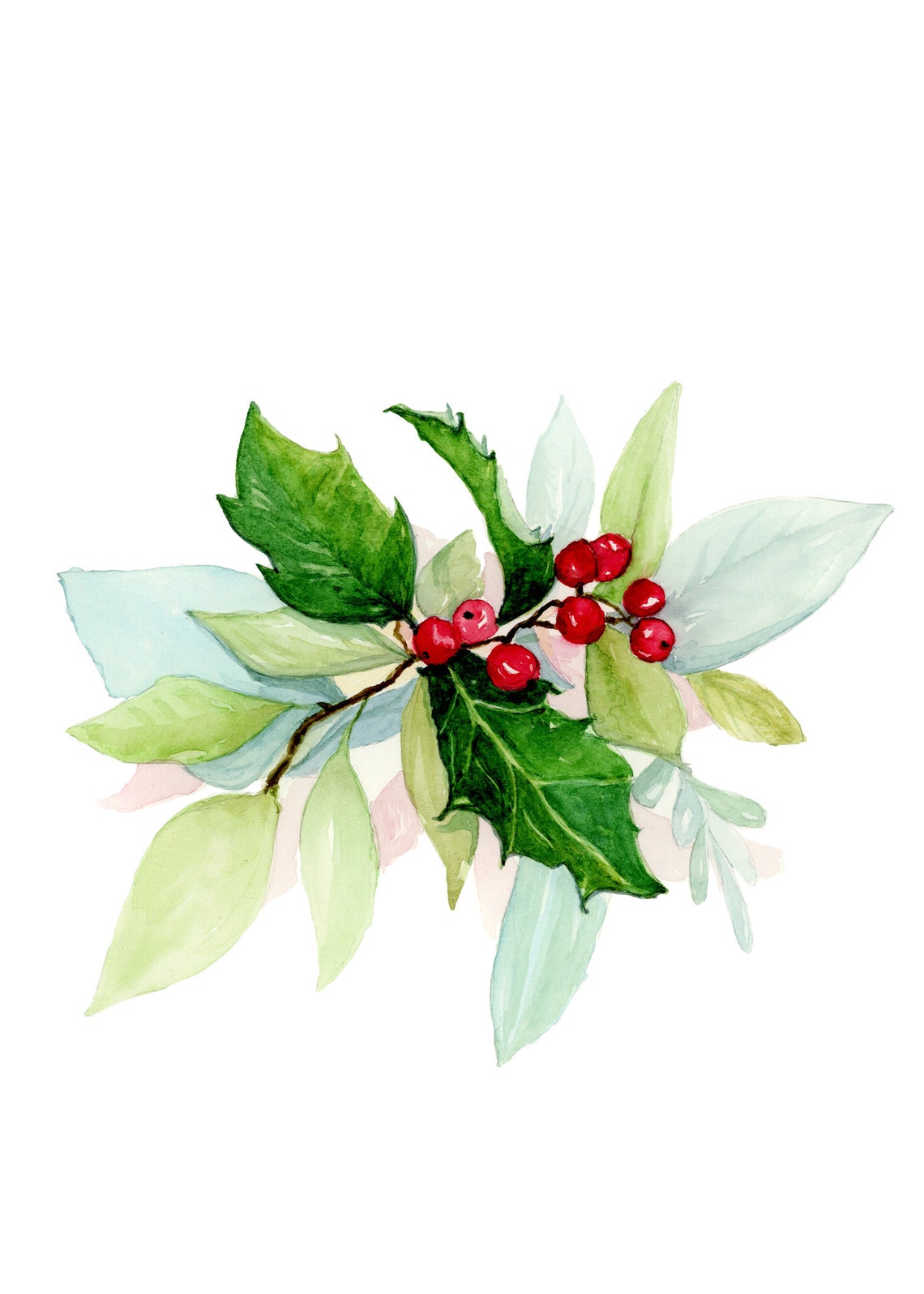 Christmas Holiday Holly Wall Art in 5x7 or 8x10 Frame. | Etsy