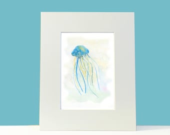 Jellyfish Print, jellyfish wall art, Colorful Sea Life Painting, Sea Creature Art