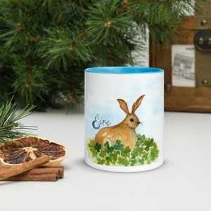 Irish Coffee Mug, St. Patricks&#39;s Day Gift, Ireland rabbit and shamrocks