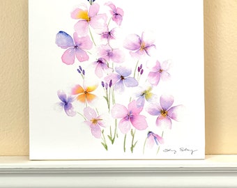Wildflowers Giclee Print on wood frame