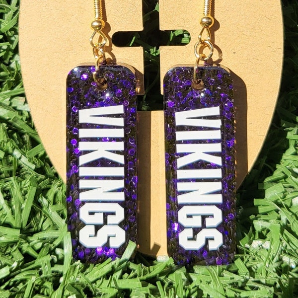 Vikings Purple Glitter Earrings, NFL, Gifts for her
