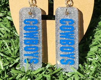 Cowboys Glitter Earrings, Gifts for her, NFL