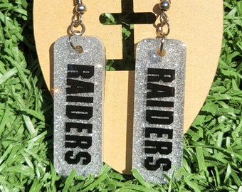Raiders Glitter Earrings, Gifts for her, NFL