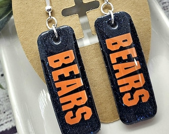 Bears Glitter Earrings, Gifts for her, NFL