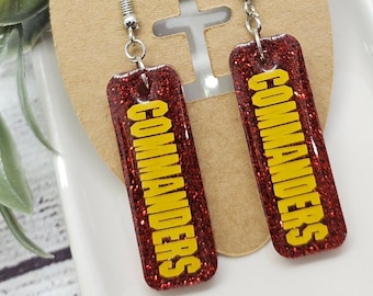 Commanders Glitter Earrings, Gifts for her, NFL