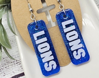 Lions Glitter Earrings, Gifts for her, NFL